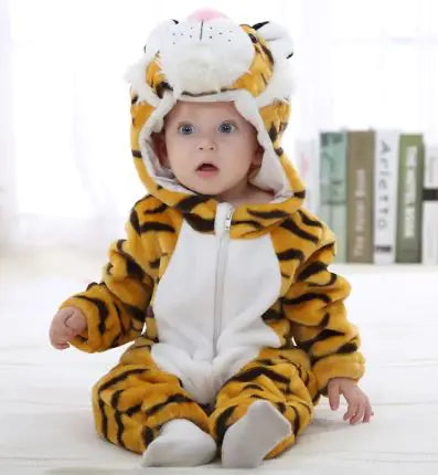 Adorable Animal Cartoon Baby Romper – Hooded Long Sleeve Onesie