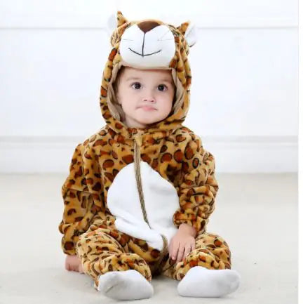 Adorable Animal Cartoon Baby Romper – Hooded Long Sleeve Onesie