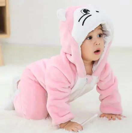 Adorable Animal Cartoon Baby Romper – Hooded Long Sleeve Onesie