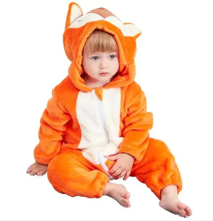 Adorable Animal Cartoon Baby Romper – Hooded Long Sleeve Onesie