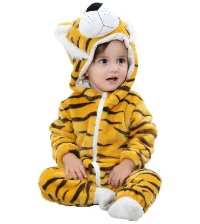 Adorable Animal Cartoon Baby Romper – Hooded Long Sleeve Onesie