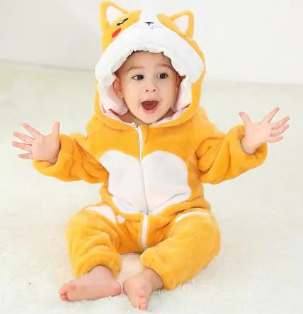 Adorable Animal Cartoon Baby Romper – Hooded Long Sleeve Onesie