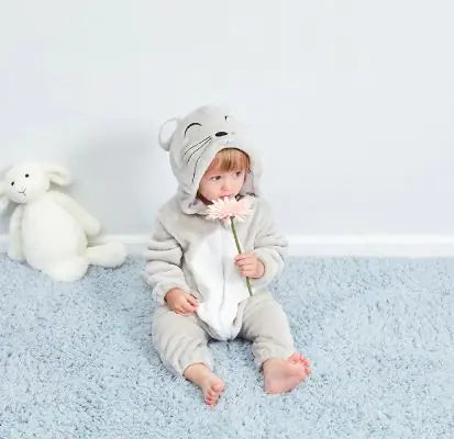 Adorable Animal Cartoon Baby Romper – Hooded Long Sleeve Onesie