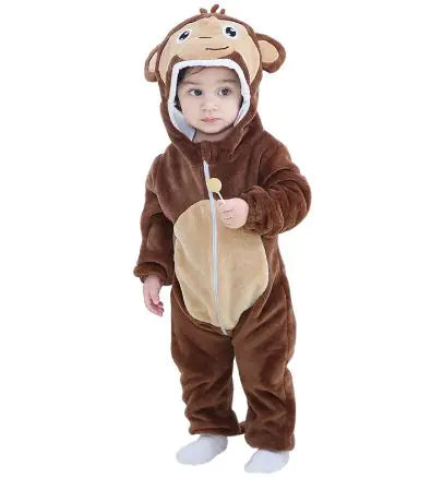 Adorable Animal Cartoon Baby Romper – Hooded Long Sleeve Onesie