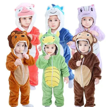 Adorable Animal Cartoon Baby Romper – Hooded Long Sleeve Onesie