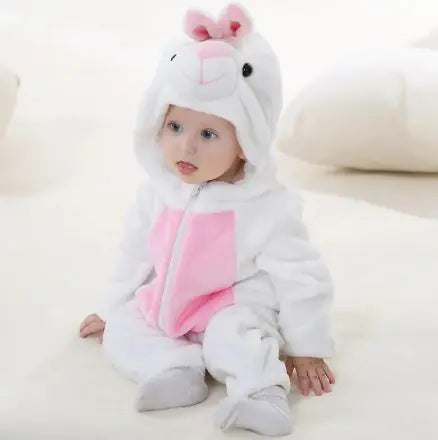 Adorable Animal Cartoon Baby Romper – Hooded Long Sleeve Onesie