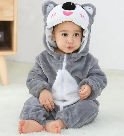Adorable Animal Cartoon Baby Romper – Hooded Long Sleeve Onesie