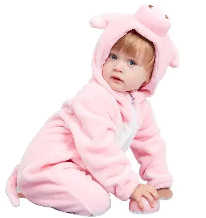 Adorable Animal Cartoon Baby Romper – Hooded Long Sleeve Onesie